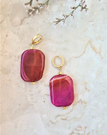 Kolczyki złote PINK SQUARES - unikat, ISSI Jewelry