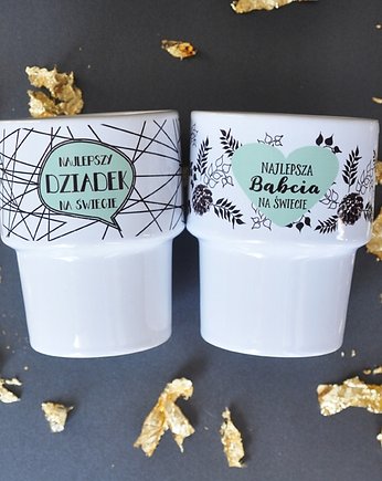 Zestaw kubków dla dziadka i babci, retro kubki, Sowia Aleja