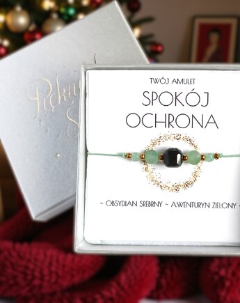 WYSYŁKA 24h - SPOKÓJ i OCHRONA - świąteczne pudełko - obsydian, awenturyn