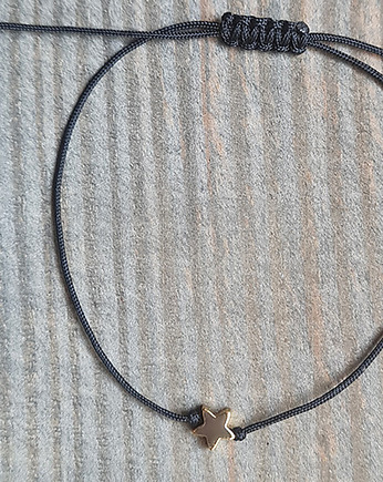 Złocona bransoletka STAR gwiazdka na sznurku czarny, COCONUT