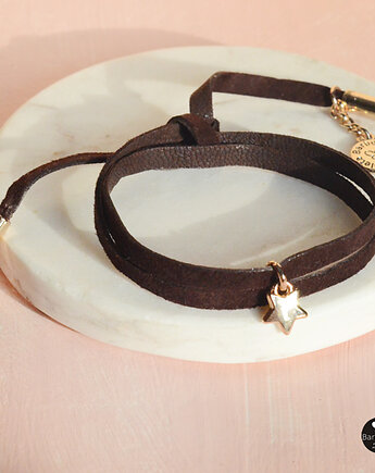 Bransoletka zamszowa czekoladowa, barboleta