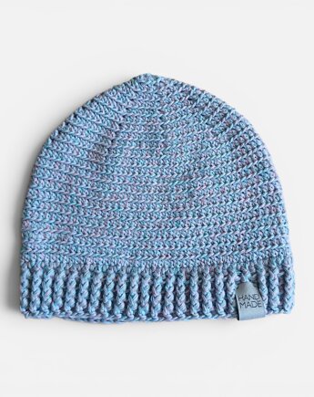 Pastelowa czapka handmade z wełną merino, Malowane Nitki