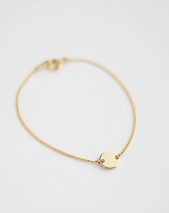 16k Gold Plated 2 Holes Small Round Tag Bracelet, Le Boho Bleu