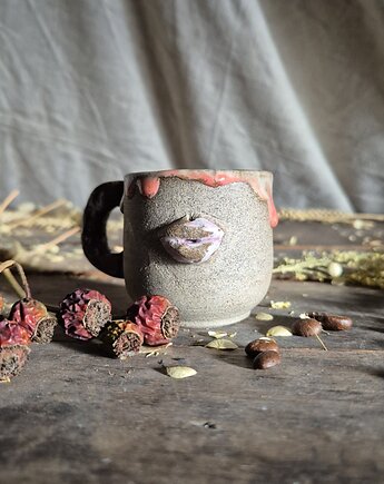 Kubek usta, kubek twarz, espresso kubek, kubek kobieta, czarka espresso, Fiona Ceramics