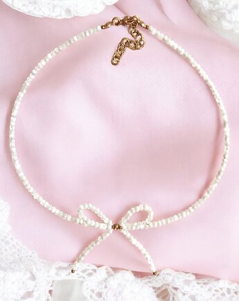 KOKARDKA - choker : biała muszla, kaktusia