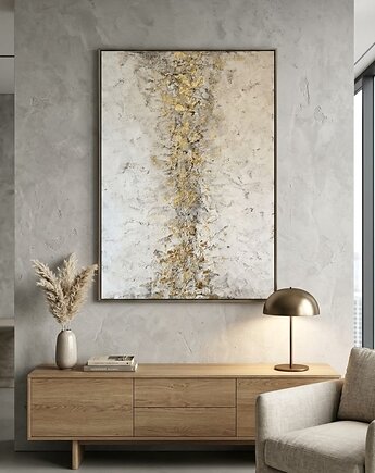 Nowoczesny obraz abstrakcyjny 100 x 70 xxl złoto, Pawłowski.art