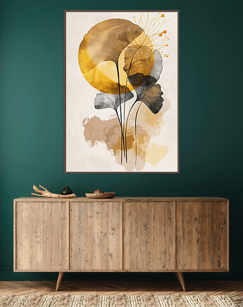 Miłorząb - Plakat, druk - Chiński Orient, Harmonia Zen, Roślinny #36, Black Sapphire Art