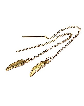Kolczyki pozłacane Alloys Collection /Feathers/ long, KiKa pracownia