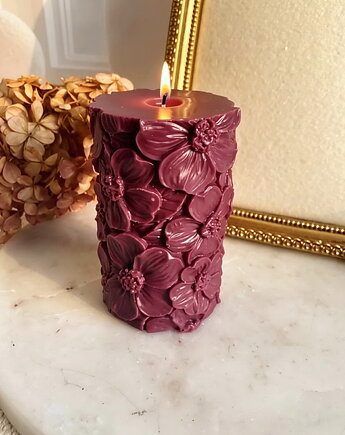 Świeca sojowa ekologiczna dekoracyjna walec "Burgundy Touch" 105x65mm, Coccola JEWELLERY