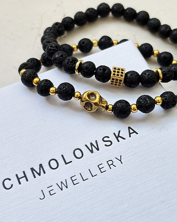 Zestaw męskich bransoletek Lawa i Hematyt, Chmolowska Jewellery