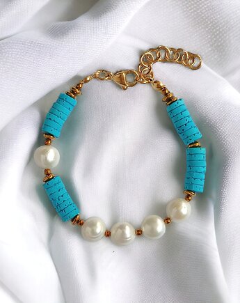 Bransoletka : kolekcja summer ocean :: PERŁY & LAWA turkusowa, kaktusia