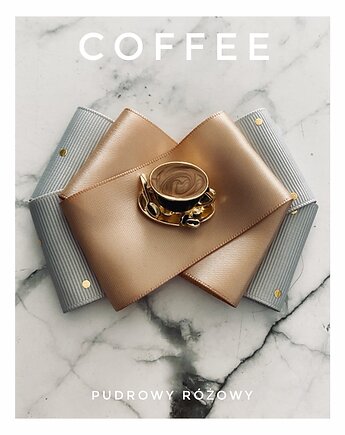 Brosza  3d z filiżanką kawy  Cappuccino New, Pudrowy Różowy