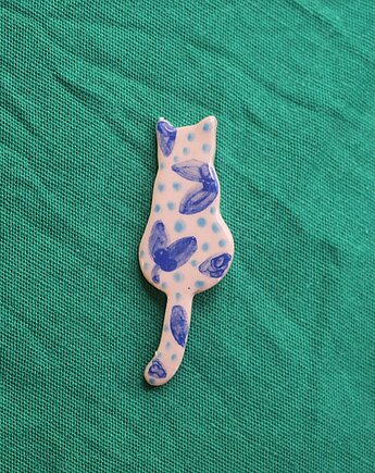 Broszka ceramiczna kot malowany w kropki, m2k studio