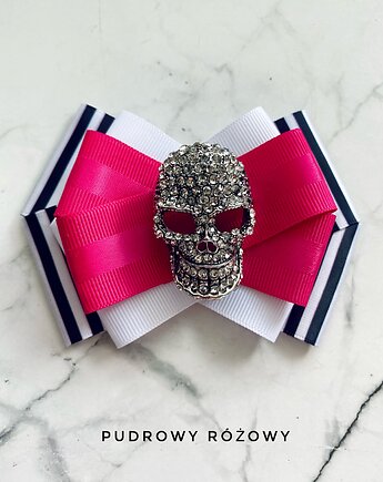 Niesamowita Brosza z Czaszką wysadzaną kryształkami, Pudrowy Różowy