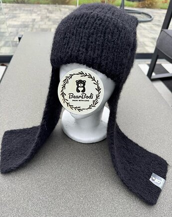Czapka pilotka z pomponem.Handmade, BearBodi