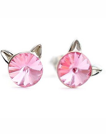 Kolczyki - kryształy Swarovski - małe kotki Light Rose, Marisella