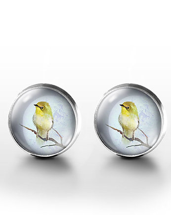 Kolczyki sztyfty - Żółty ptaszek - grafika, yenoo