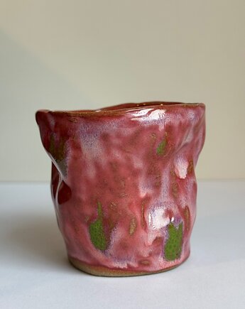 Czarka różowa z zielonymi plamkami 130 ml, STUFF. ceramics
