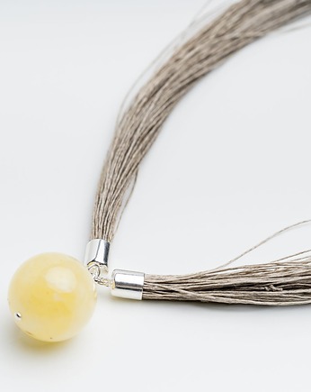 Naszyjnik bursztynowy len duża KULA mleczna, AmberMal