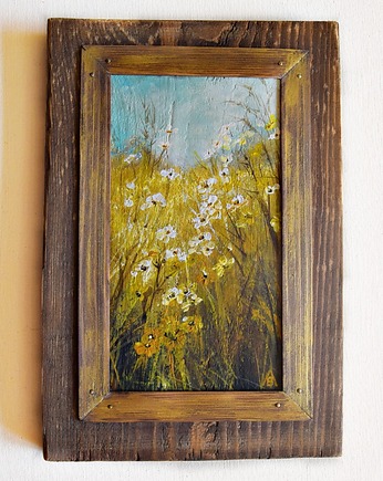 Łąka - impresja obraz ręcznie malowany na desce, Galeriai