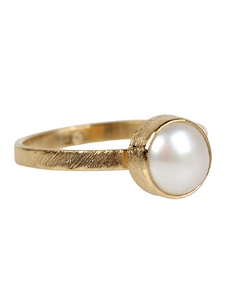 Złoty pierścionek Graffio z perłą, Blooming Stones