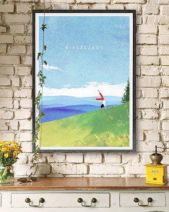 Plakat Bieszczady - w górach z pozytywną energią, minimalmill