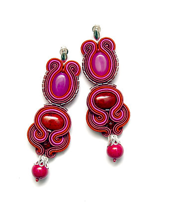 Kolczyki soutache - fuksja, amarant, maanuela