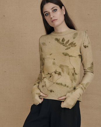 Unikatowy sweter eco-print CARA bege, ASKAparis