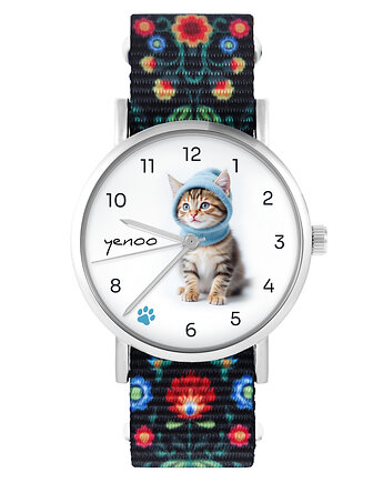 Zegarek - Kotek - folk czarny, nylonowy, yenoo