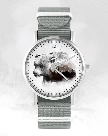 Zegarek - Niedźwiedź - szary, nylonowy, yenoo