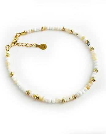 BIAŁY BRZEG- Bransoletka z masy perłowej, białe Perełki, Anemon Atelier