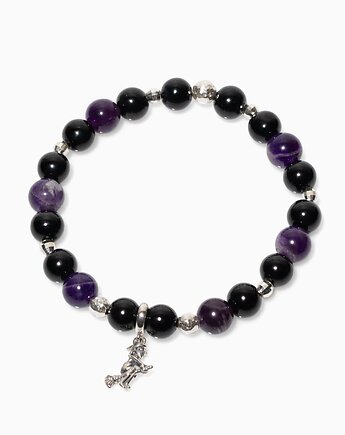 Bransoletka Wiedźmy z kamieni naturalnych Onyks i Ametyst, Black Mamba Jewelry