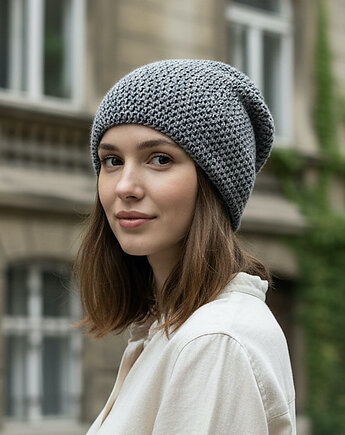 Czapka całoroczna przejściowa cienka bawełna s/m unisex popiel, splotomaniaa