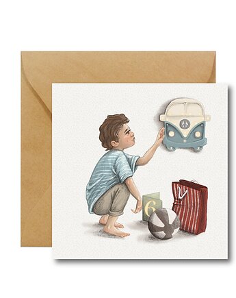 Kartka na szóste urodziny z balonem, HI LITTLE