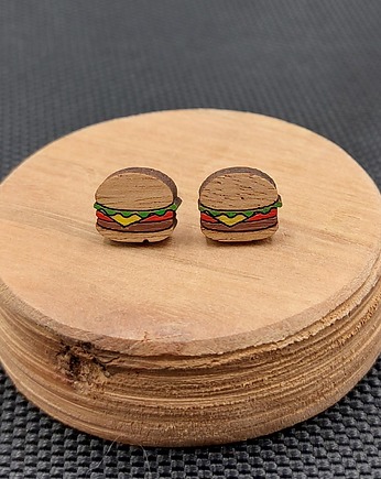 Kolczyki drewniane HAMBURGERY, SIAMIL ART