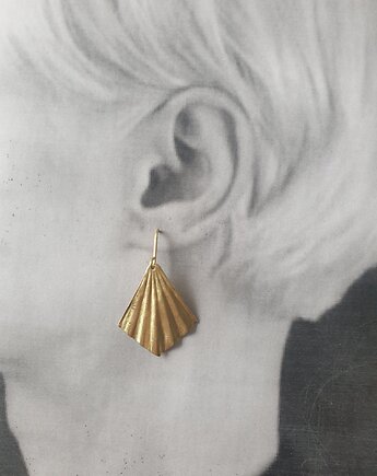 Kolczyki ORIGAMI małe wachlarze, mosiądz surowy