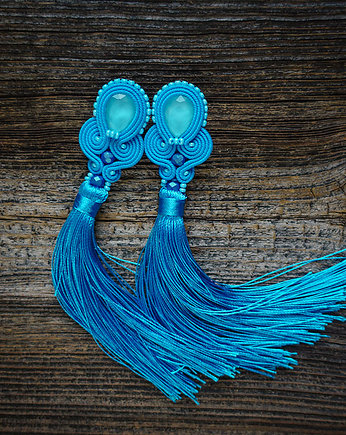 Turkus- kolczyki sutasz z chwostami, Mró Soutache