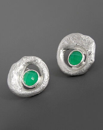 Kolczyki z zielonym agatem - srebro, Pastelove Jewelry