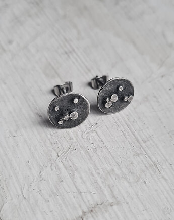 MOON 1 Srebrne kolczyki sztyfty oksydowane, RA