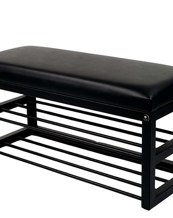 Ławka Pufa Tapicerowana Siedzisko Gładkie Czarny Ekoskóra LGM-5, EMRA WOOD DESIGN