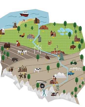 Naklejka Mapa Polski 150x100cm, Yellow Tipi