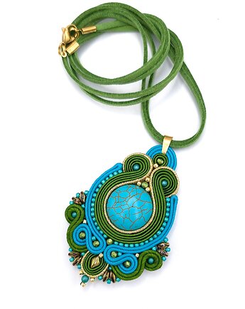 Wisiorek naszyjnik sutasz turkusowo zielony Iris z howlitem, Katrina Rossa