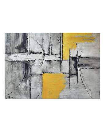 Abstrakcja Popiel i żółć 3, obraz abstrakcyjny ręcznie malowany, Galeriai