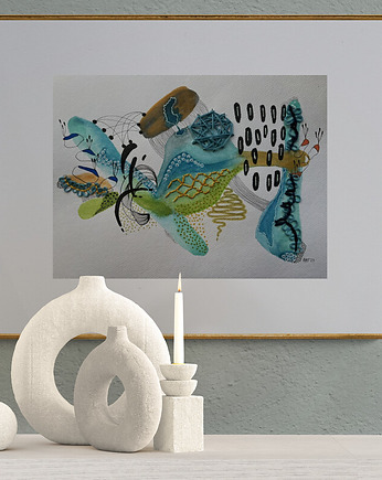 Haftowany malowany obraz abstrakcyjny, oryginalny, AAS Art Studio