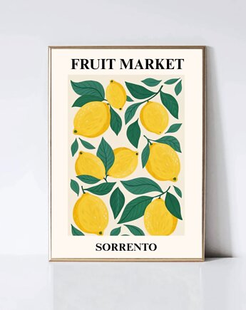 TRAVEL POSTER Sorrento Włochy dekoracja ścienna cytryny, black dot studio