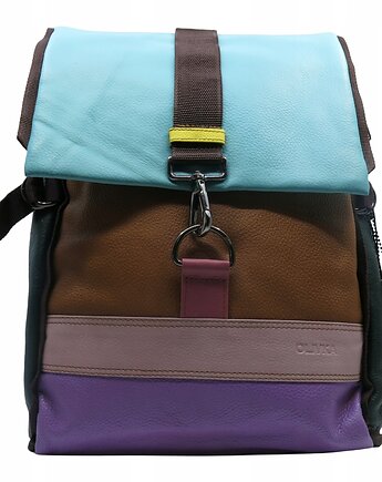 Plecak skórzany pojemny stylowy miejski mieści A4 kolorowy wygodny OLIVKA, Olivka Warsaw