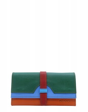 Portfel damski skórzany ze skrawków kolorowy przegródki na karty OLIVKA, Olivka Warsaw
