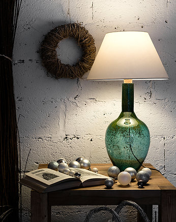 Szklana lampa stołowa RAFAELLO turkusowa, GIE EL