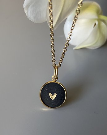 Naszyjnik z ciemnym betonem, stal, k. złoty, CONCRETE.ME jewelry