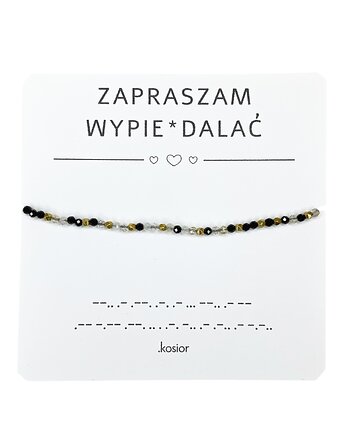 Bransoletka z alfabetem Morse Cytryn, Agat, Hematyt, karolina kosior